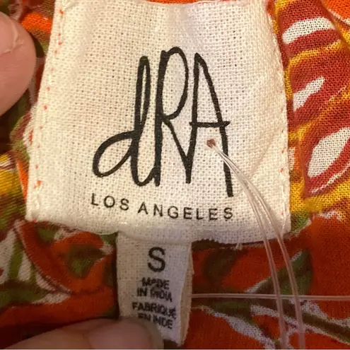 dRA Anthropologie orange and floral block print caftan midi dress. Size Small