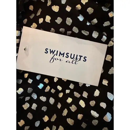 Swimsuits For All Plus Size 3X Black & White Polka Dot Maxi Dress V