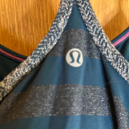Lululemon  Striped Green and Heather Racerback Tanktop.Built in shelf bra w/pads - Image 5