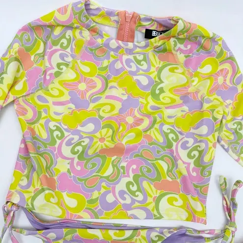 Beach Riot NEW X Free People Rashguard Bikini Swim Set Lindsay Soleil 70s Swirl
