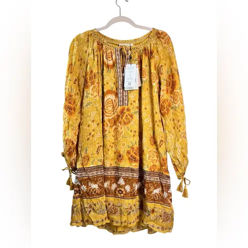 Spell & The Gypsy Mystic Tunic Dress Yellow Sunflower Boho Festival XS NWT