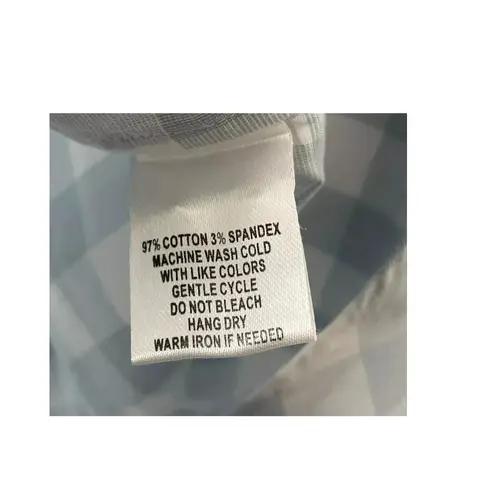 UNTUCKIT NWT Woman's 0 Santa Marzi Blue White Check Buttondown Cotton/Spandex