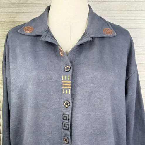 BABYTOES CLOTHING Gray Boho 100% Cotton Handpainted Button Front Cardigan