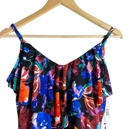 Magicsuit Flower Child Floral Separate Rita Ruffle Tankini Swimsuit Top Size 12 Blue