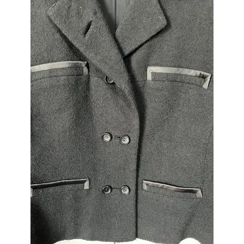 Vintage Frank Gallant Vintage Black Wool Cropped Jacket W/ Satin Trim & Double B Size L