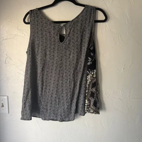 Westbound Womens XL Tank Top Black White Brown Bohemian Whimsigoth Grunge