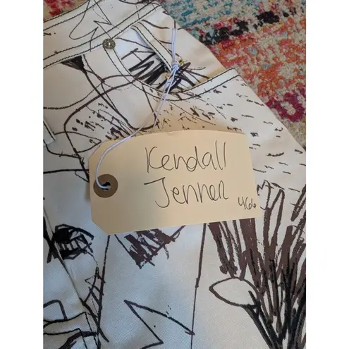 Vintage John Galliano Skirt Denim Pencil Sketches Printed Kendall Jenner Owned Brown Size XS