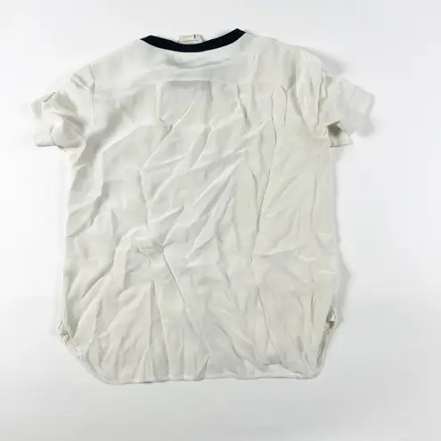 Kate Spade  Silk Chiffon Tuxedo Pleated Bow Tie Front Button Blouse Shirt Top 2