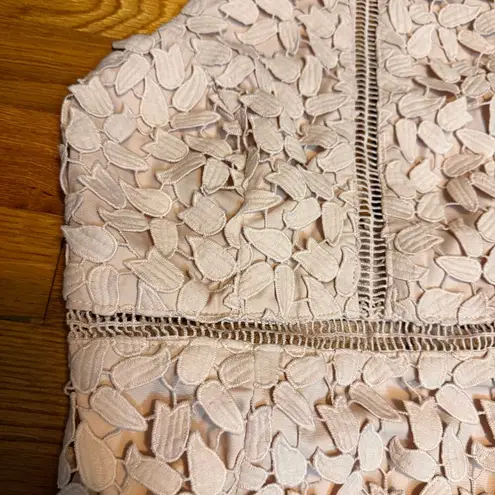 Bardot Women’s 4 Pink Gemma Floral Lace Halter Backless Eyelet Sheer Midi Dress