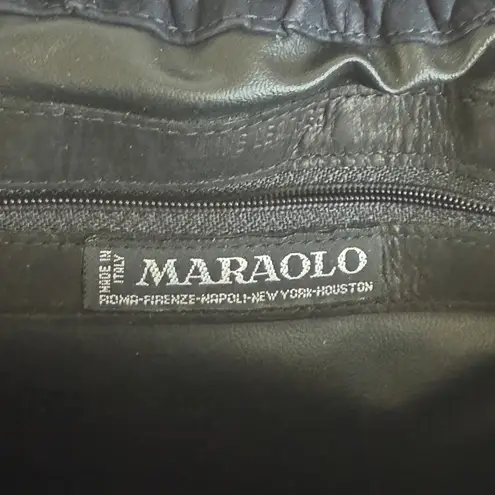 Maraolo Italy Vintage Black Suede Leather Shoulder Bag Designer Purse