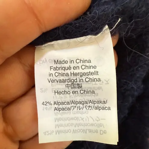 POINT SUR J.CREW Alpaca Merino Wool Blend Fuzzy Sweater Navy Blue Small