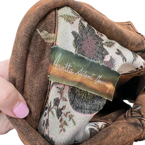 Aratta Silent Journey Coolness Floral Jacquard Sleeve Oversized Shacket Small Brown