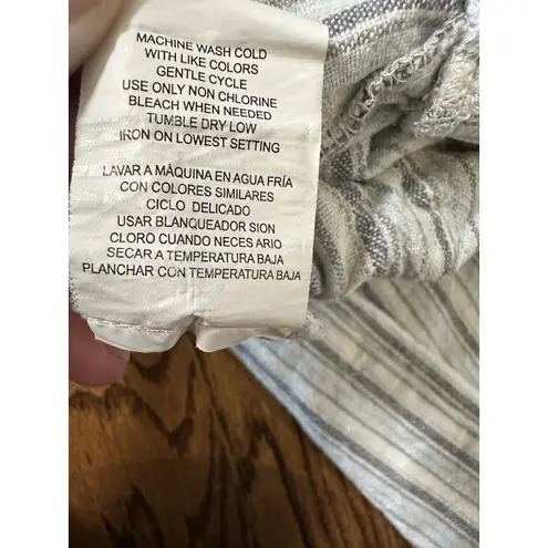 Rewind Wide Leg Stripe Blue White Stripe Linen Blend Elastic Waist Pants Size M