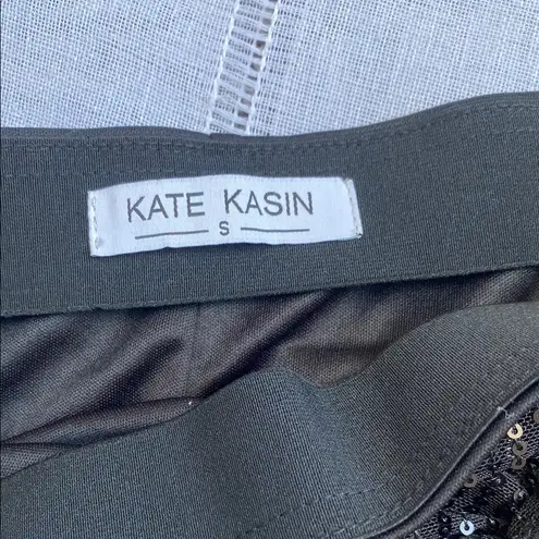 Kate Kasin NWOT Sequin Bodycon Skirt High Waist Knot Front Black