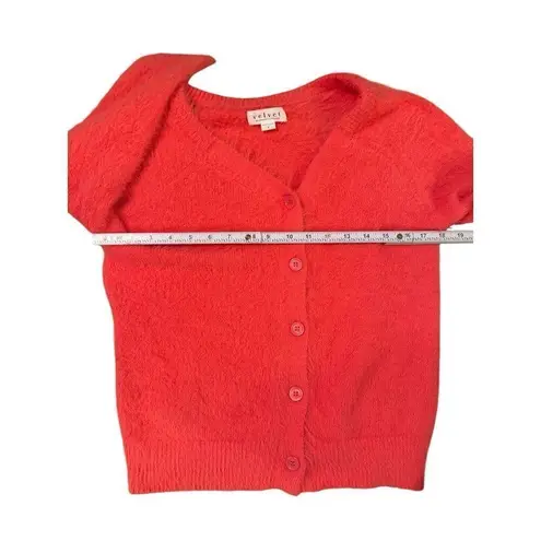Velvet by Graham & Spencer Kelsey Feather Yarn Cardigan Sz S bright coral Orange