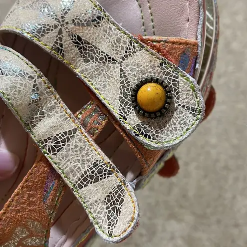 L'Artiste Spring Step Payokya Metallic Sandals Size EU 40 Artsy Tan Orange