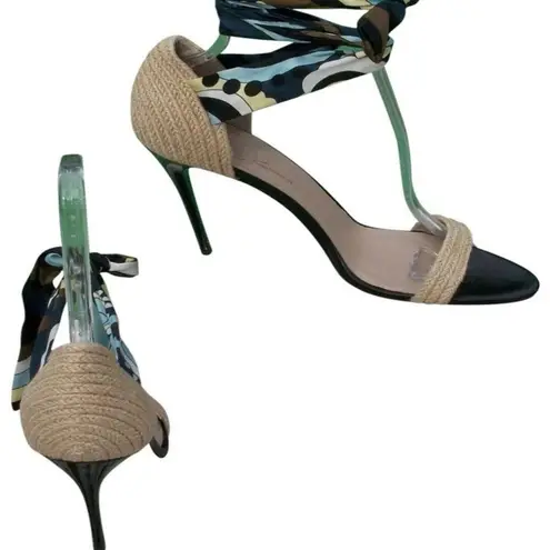 Donald Pliner Neutral Black Multi Couture Silk Fabric Ankle Tie Shoe $310 NWT Size 7.5