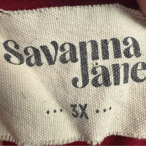 Savannah Jane bohemian red floral embroidery tunic dress size 3X romantic chic