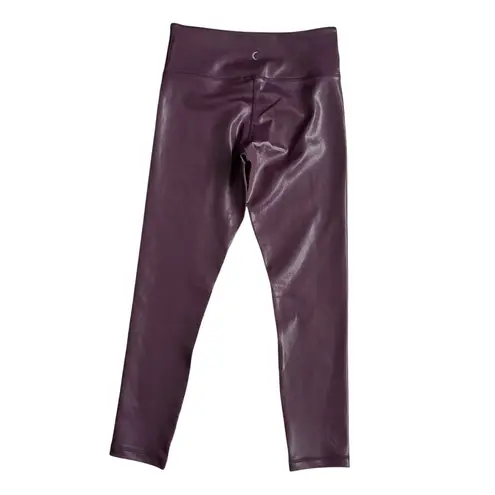 Zyia Active High Waist Shimmer Metallic Leggings Women’s Size 6-8 Plum Athletic