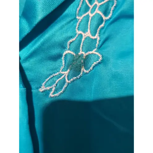 Vanity Fair Women's Small Turquoise Nightgown, Vintage Embroidered Nightwear - Image 6
