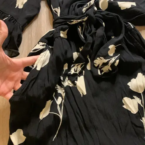 Ba&sh Penny Floral Belted Romper Black and White Size 6