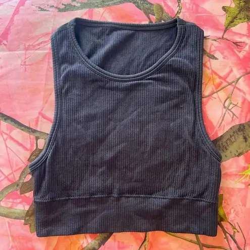 SKIMS dark brown ribbed sports bra high neck active tank top