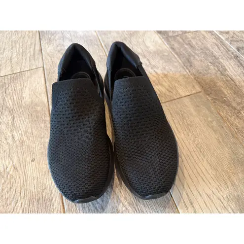 Ryka Black Active FOAM Fling Shoes Size 7.5W Wide Womens Slip Ons Stretch Knit