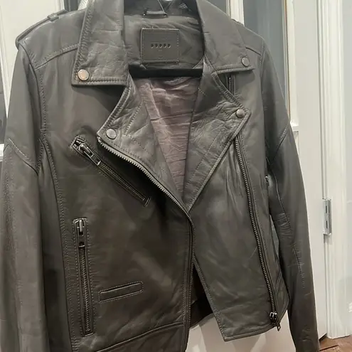 BLANK NYC Charcoal Grey Lambskin Leather Jacket