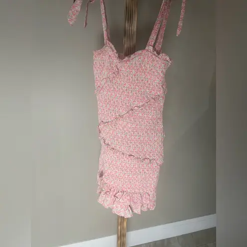 Storia  Pink Floral Ruffle Mini Dress Size Small