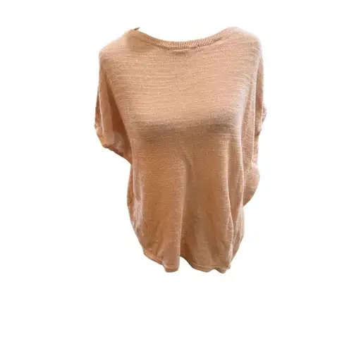 JJill linen blend Women's Peach Short Sleeve asymmetrical sweater M Pink Size M