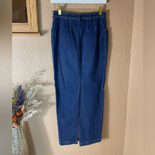 Ellen Tracy Vintage 90s Style Denim Maxi Skirt with Slit - 90s Chic Collection