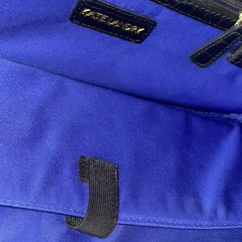 Kate Landry Elegant Black FAUX Crocodile-Embossed Handbag. GOLD CHAIN ACCENT