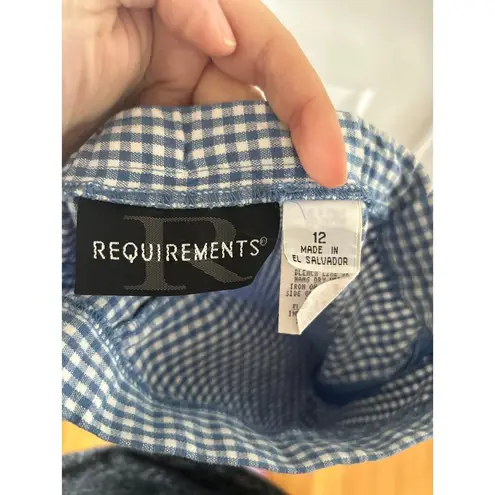 Requirements Vintage Y2K 90s Capri Pedal Pusher Blue Gingham Embroidered Bow Cropped Pants