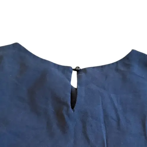 Chloé Chloe Collection Navy Blue Mini Dress 3/4 Sleeves Ruffle Pleat Size Large Womens