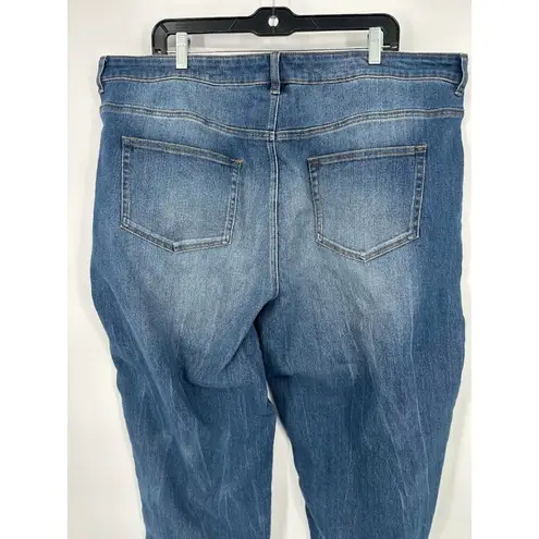 The Pyramid Collection Crop Denim Jeans Size 2X Embroidered Pom Poms Boho Hippie Blue