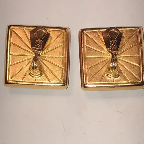 YSL Yves Saint Laurent Iridescent Red Pink Gold Tone Earrings