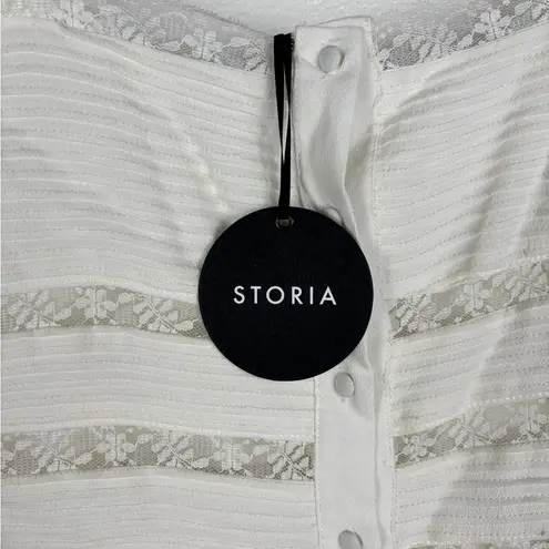 Storia  NWT White Lace Buttons Mini Babydoll Dress Women's Small