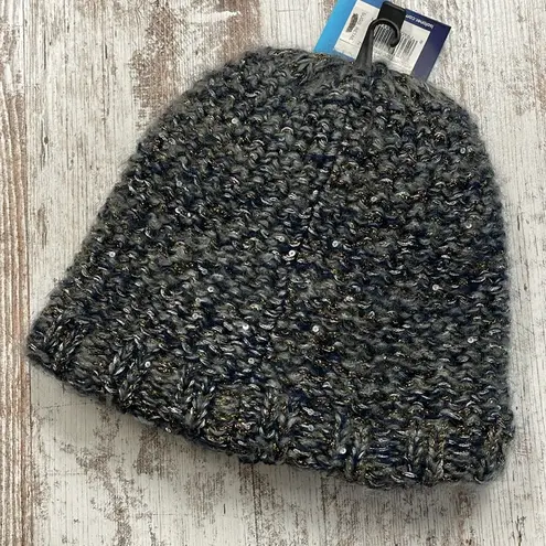 Isotoner NWT Blue Patterned Sequin Lined Winter Hat