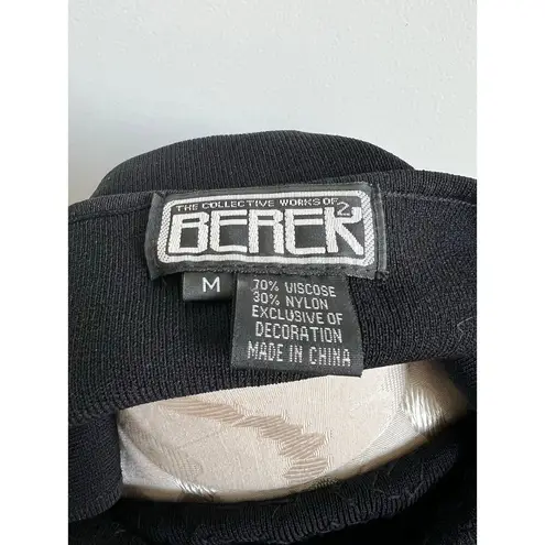 Berek2 Embellished Bead Fitted Knit Sweater Tank Top Medium Black