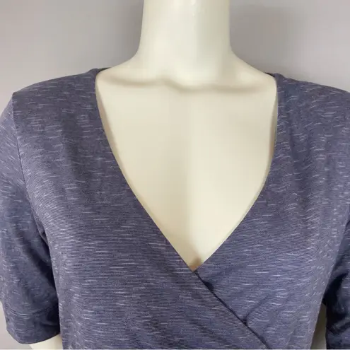 Toad & Co Dress Cue Wrap Style Organic Cotton Tencel Spandex Medium Tie Waist Purple