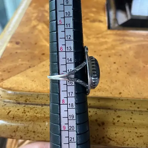 Genuine White Buffalo Sterling Silver Horseshoe Ring Size 7 Black