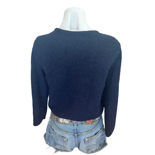 Derek Lam Blue Cardigan Sweater MEDIUM Preppy Blazer Sparkle Work Designer $270