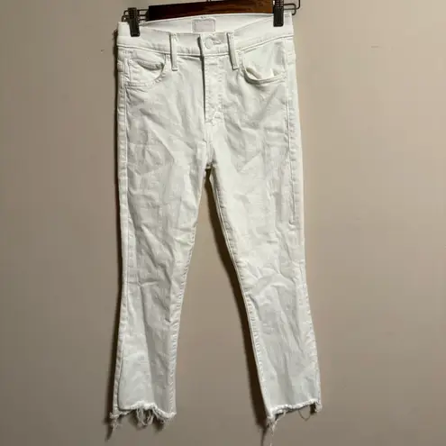 Mother White Insider Crop Step Fray Jeans in Fairest of Them All