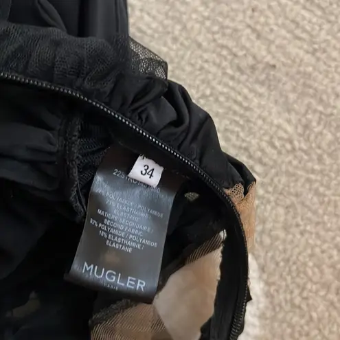 Mugler Swirl Patchwork Illusion Panel Asymmetric Long Sleeve Body