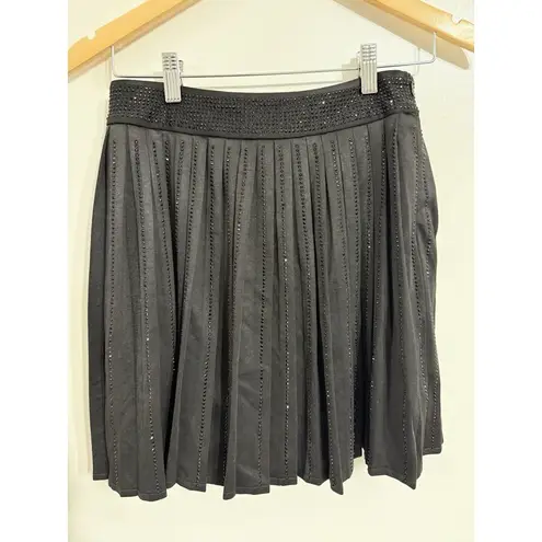 Nylon Apparel Nashville Pleated Crystal Mini Skirt Women Medium Shorts Black