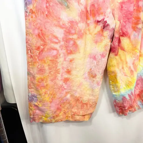 Choices Plus Size 3X Capri Pants Handmade Tie Dye Linen Lined Spiral Hippie 1482 Pink