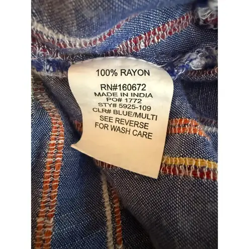 Blue Island Beach Off The Shoulder High Low Dress Women’s Sz XS Chambray Stripe