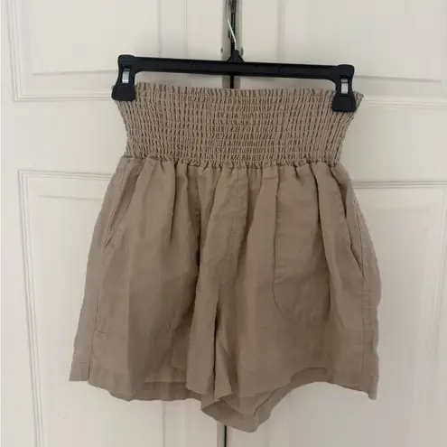 Quince 100% European Linen Maternity Shorts Tan Driftwood Size Small