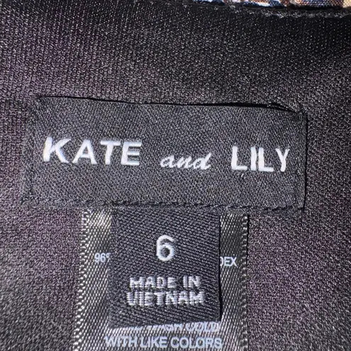 Kate & Lily floral print long sleeve dress NWT women’s size 6 Black