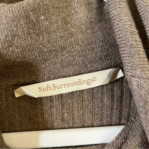Soft Surroundings Dress Cassandra Tan Turtleneck Sweater Dress Tunic Sz L GUC